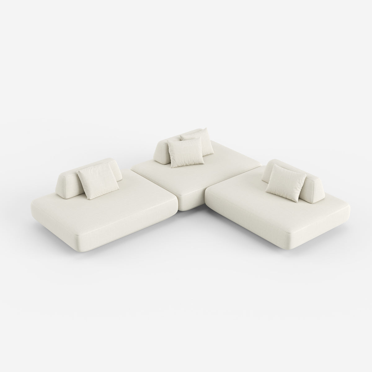 Minimalist White Upholstered Sectional Sofa, Modern Modular Living Room Couch 952#