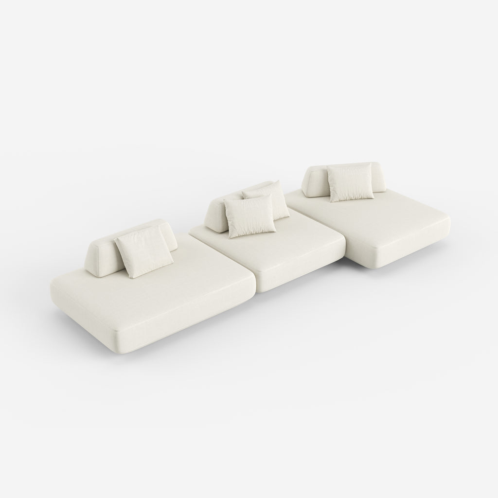 Minimalist White Upholstered Sectional Sofa, Modern Modular Living Room Couch 952#