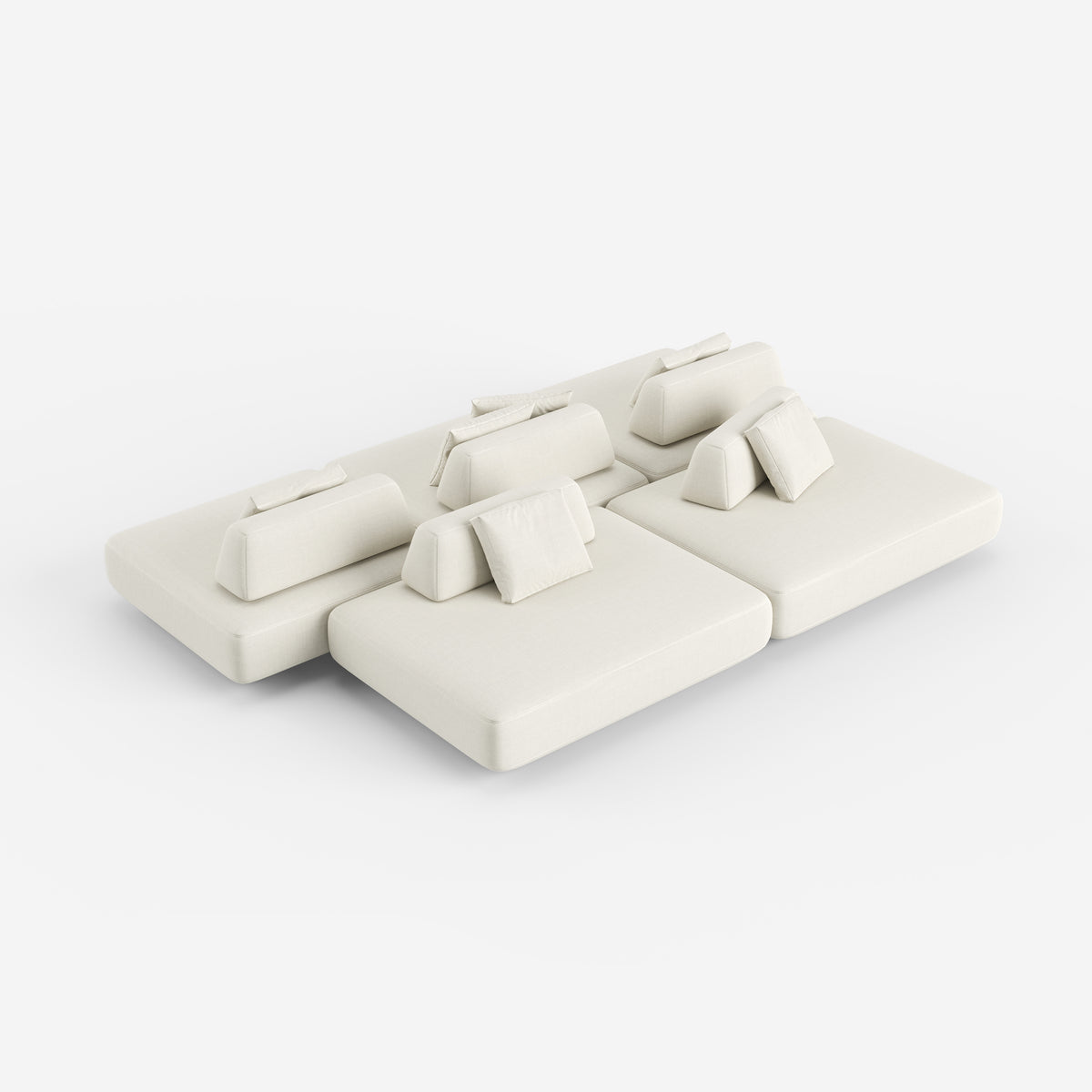 Minimalist White Upholstered Sectional Sofa, Modern Modular Living Room Couch 952#