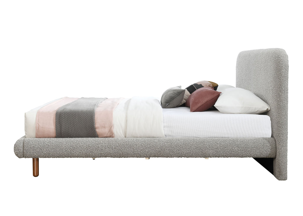 Gray Boucle Queen Bed