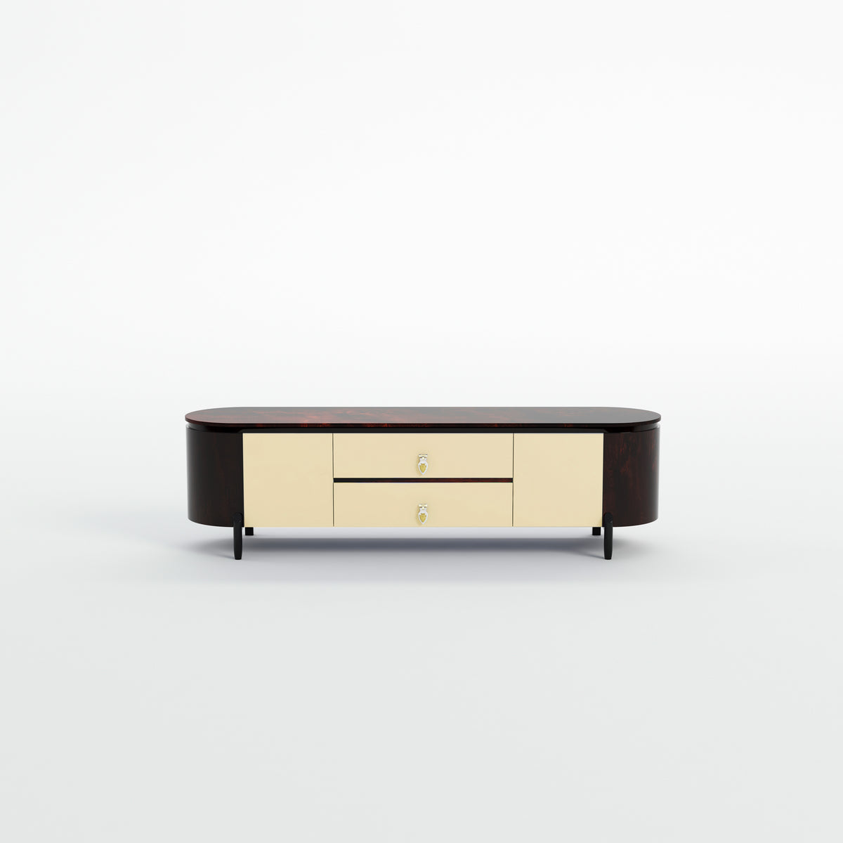 Elegant Two-Tone Curved TV Cabinet