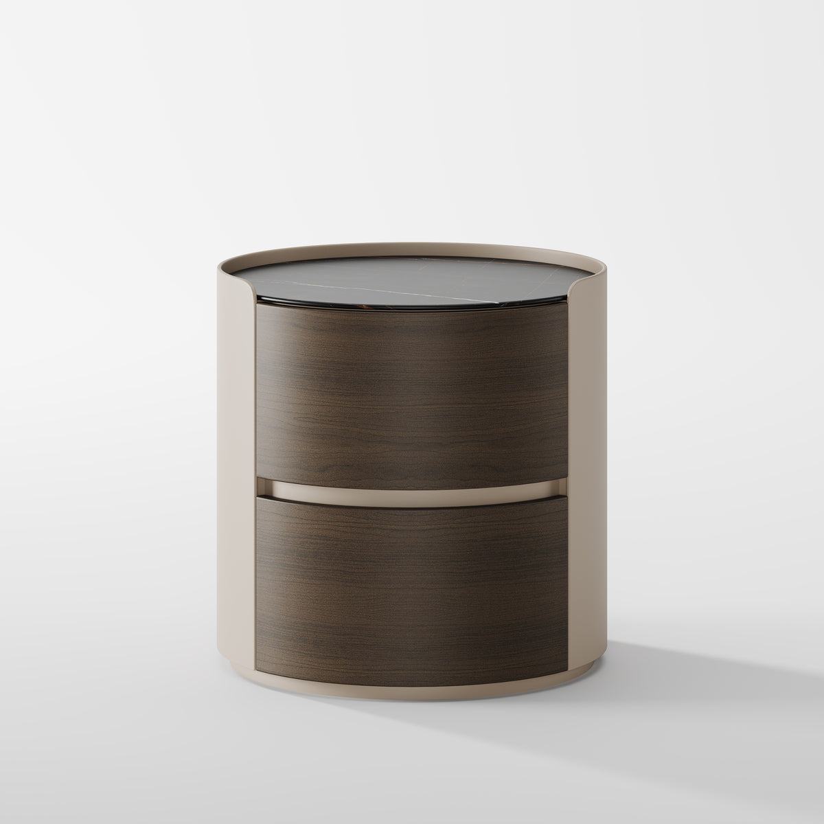 Round Solid Wood Storage Bedside Cabinet for Villa Interior BT-6001