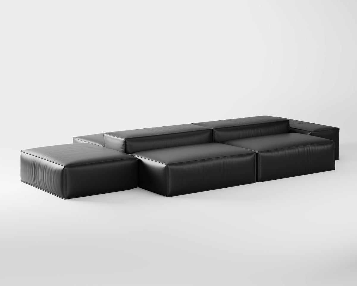 Dark Leather Modular Sectional Sofa for Commercial Lobby SF-1009