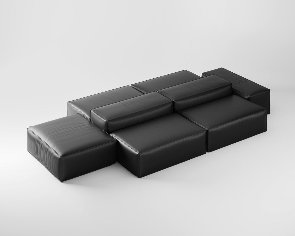 Dark Leather Modular Sectional Sofa SF-1009