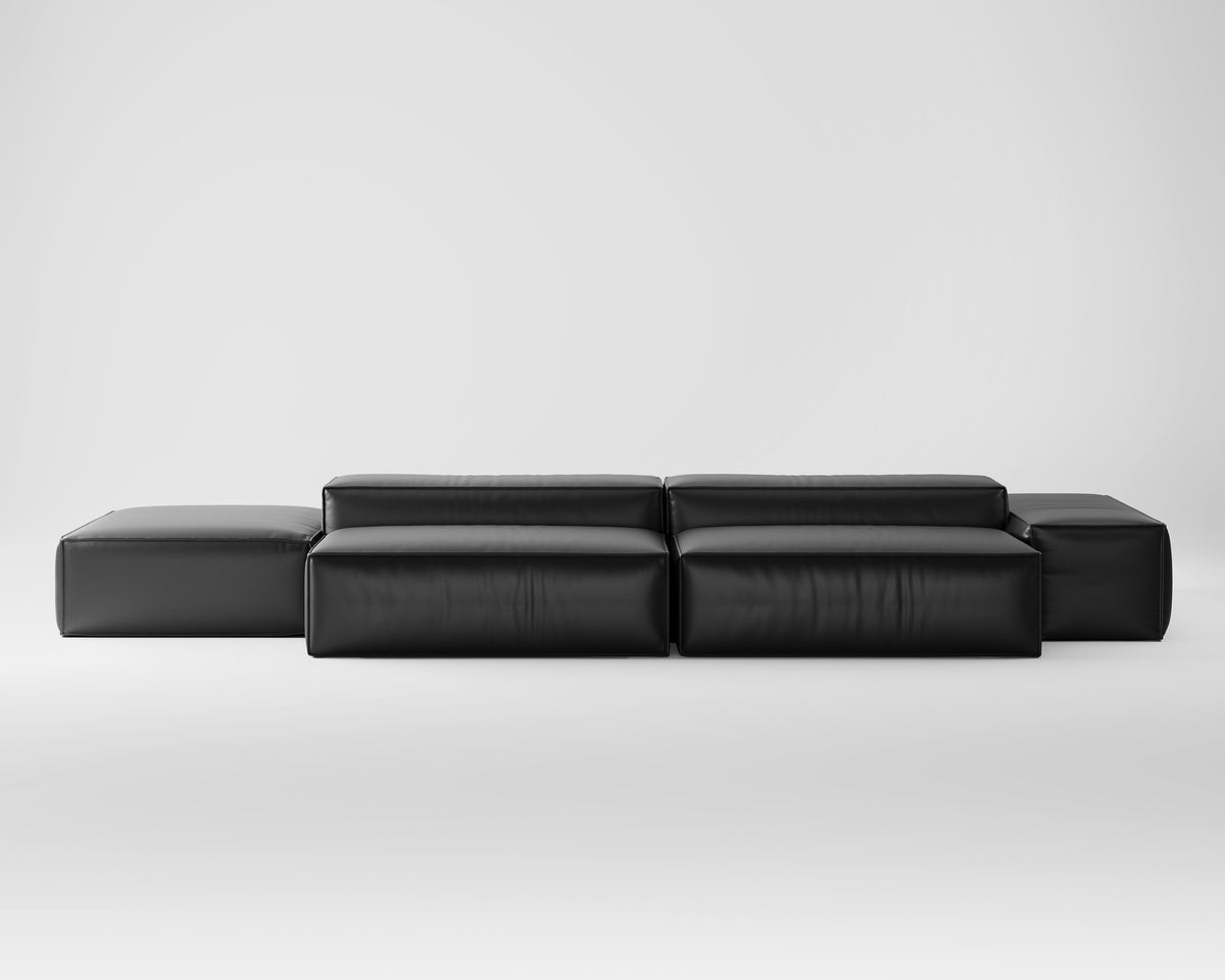 Dark Leather Modular Sectional Sofa for Commercial Lobby SF-1009