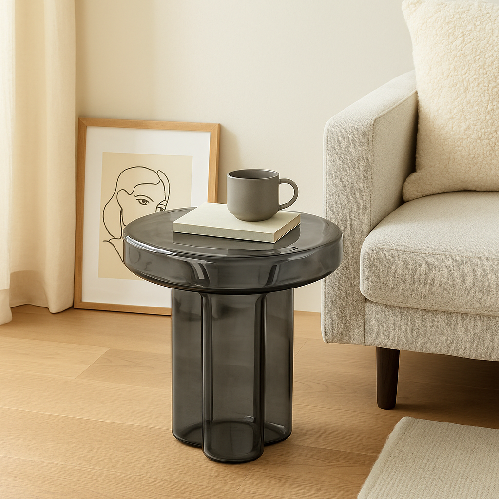Nordic Minimalist Stained Glass Accent Table – Fully Assembled | CAROCC