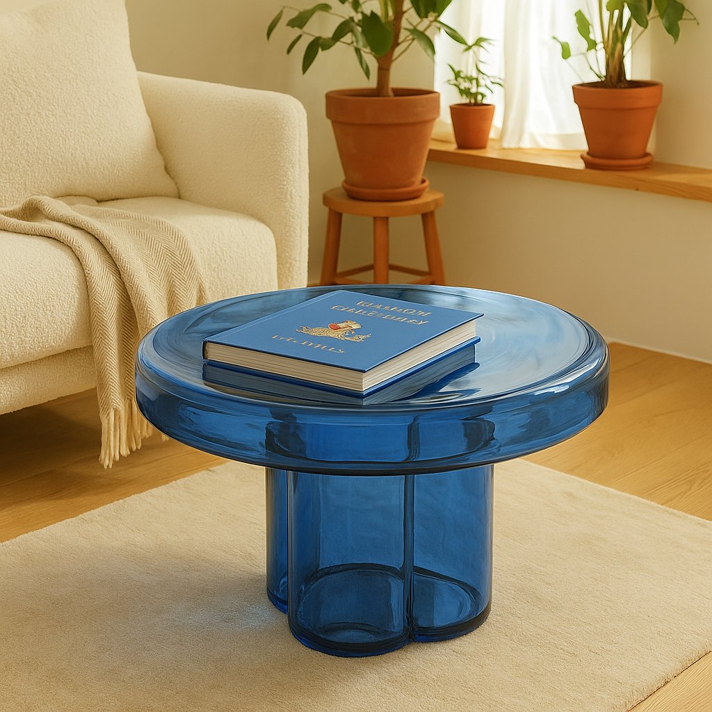 Nordic Minimalist Stained Glass Accent Table – Fully Assembled | CAROCC