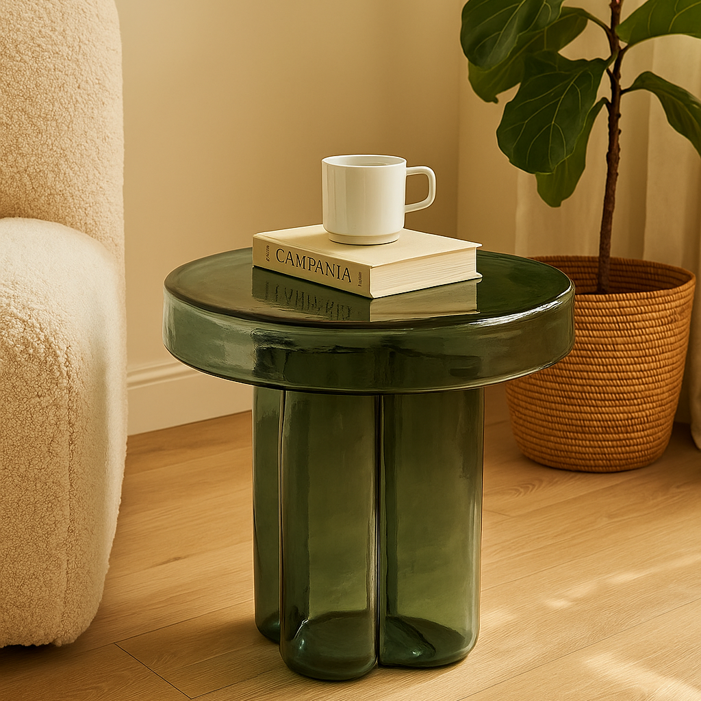 Nordic Minimalist Stained Glass Accent Table – Fully Assembled | CAROCC