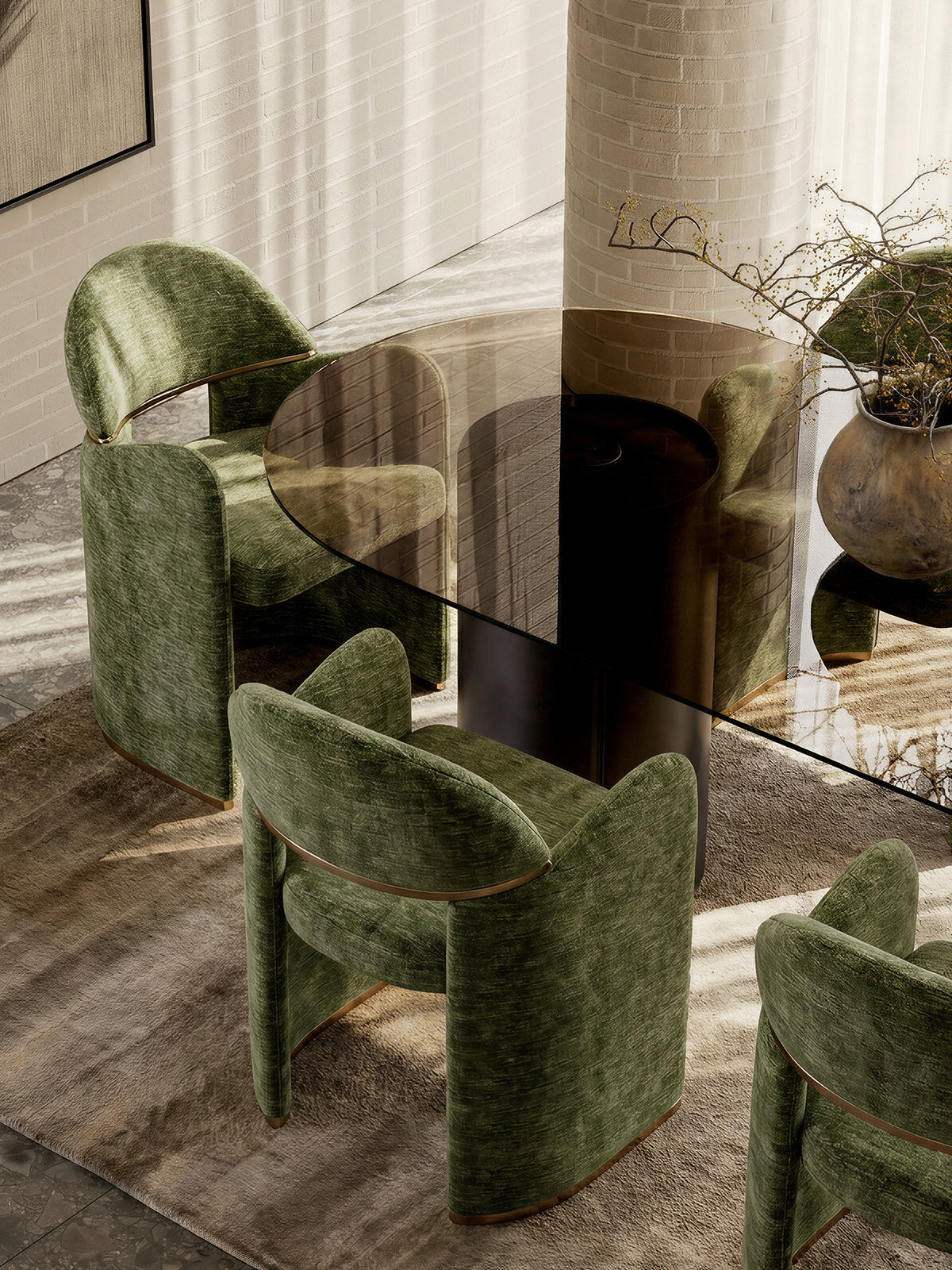 Textured Green Fabric Accent Dining Chair DC-1008