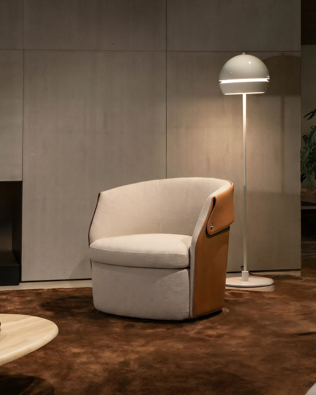 Soft Curved Upholstered Accent Chair for Villa Bedroom LC-1007
