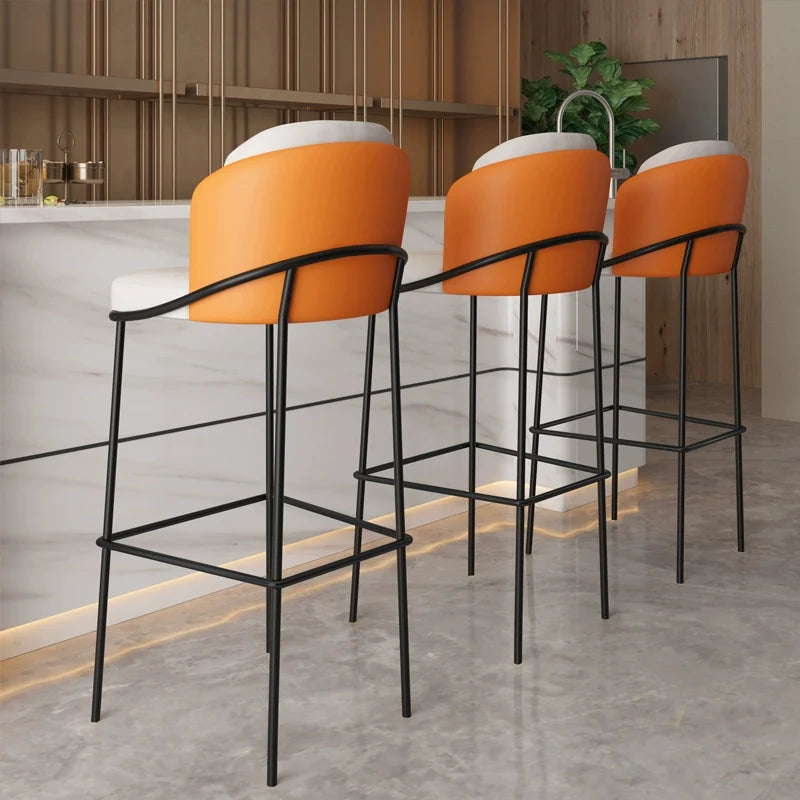 Metal Backrest European Counter Kitchen Bar Stool