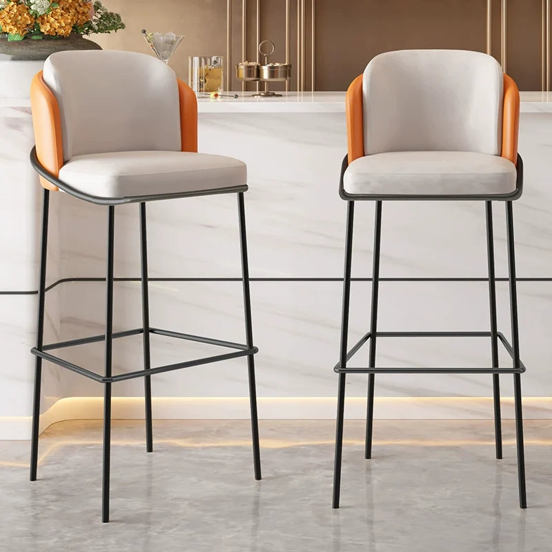 Metal Backrest European Counter Kitchen Bar Stool