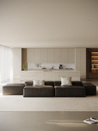 Dark Leather Modular Sectional Sofa SF-1009