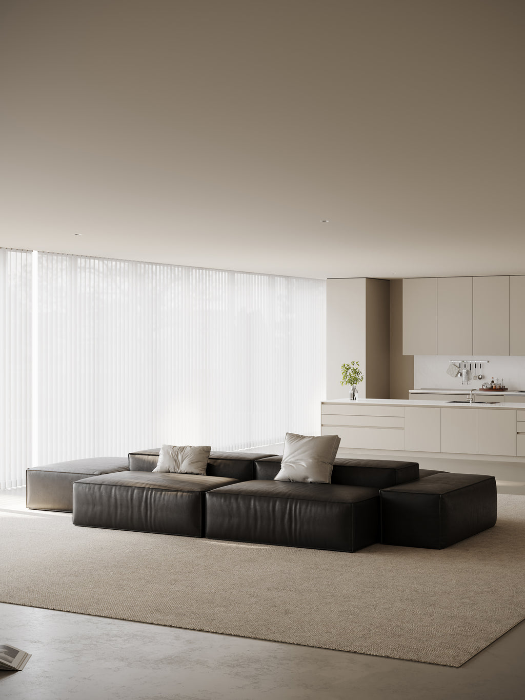 Dark Leather Modular Sectional Sofa SF-1009