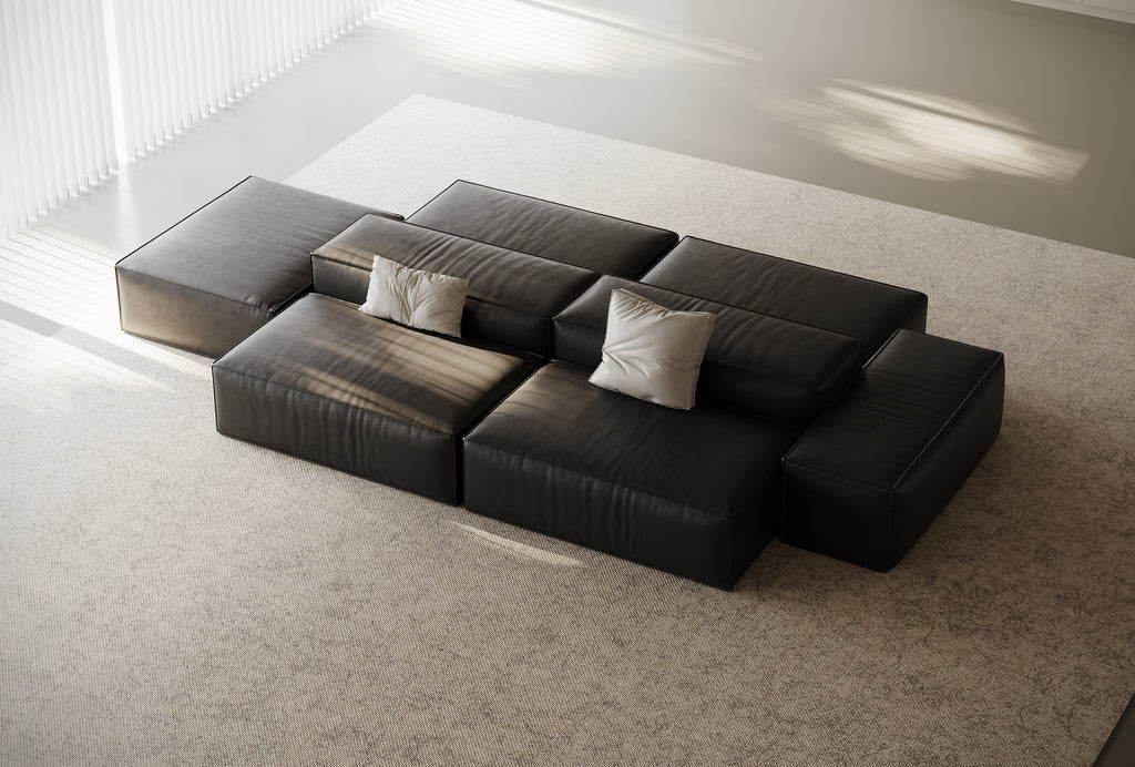 Dark Leather Modular Sectional Sofa SF-1009