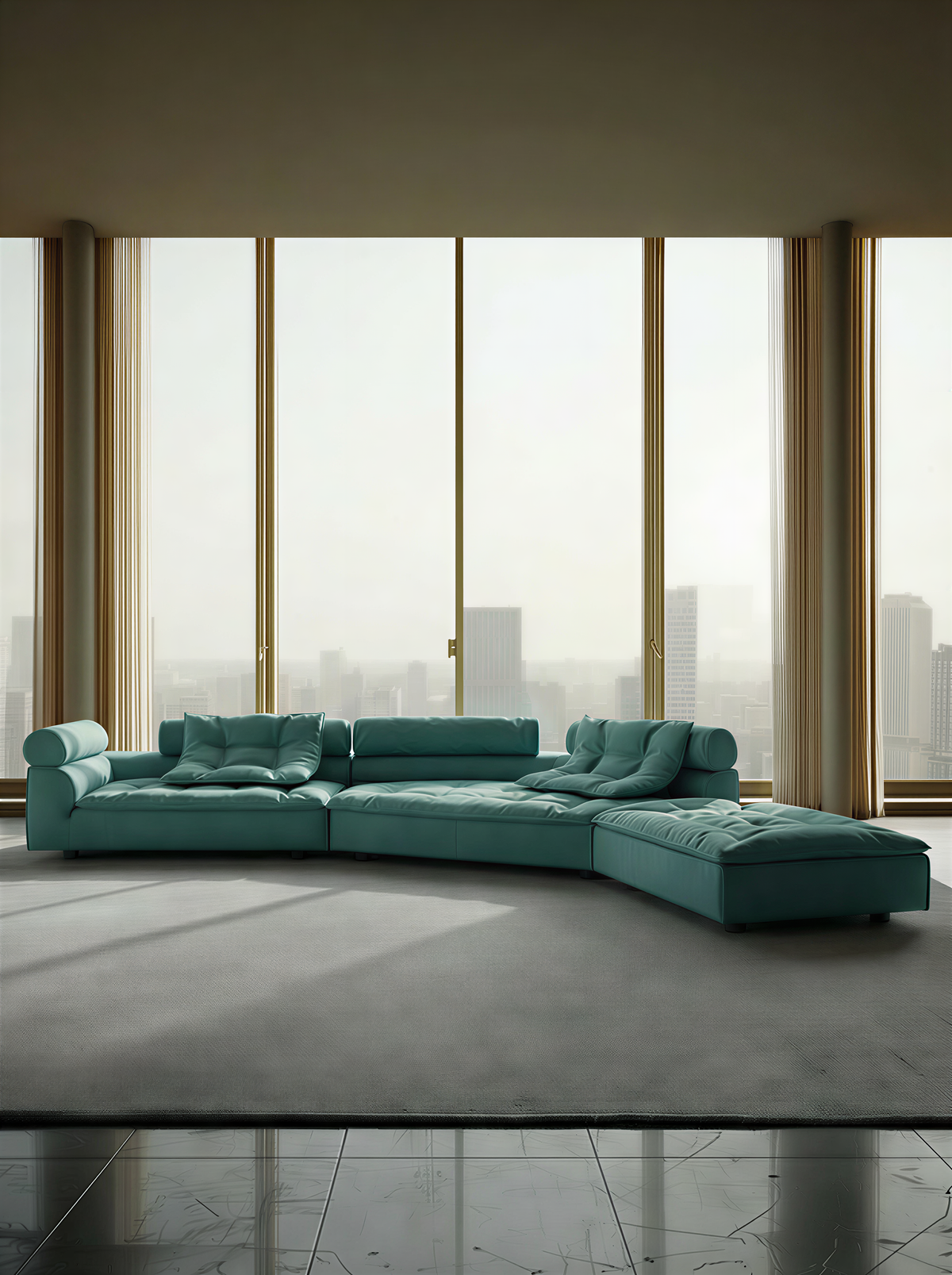 Custom Arc Fabric Sofa for Commercial Villa Project SF-1018