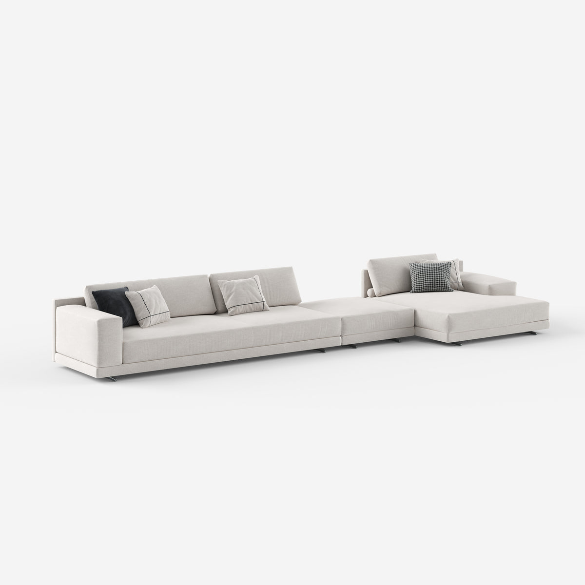 Italian Minimalist Modular Sectional Sofa, Luxury Fabric Corner Sofa for Villa Living Room A004