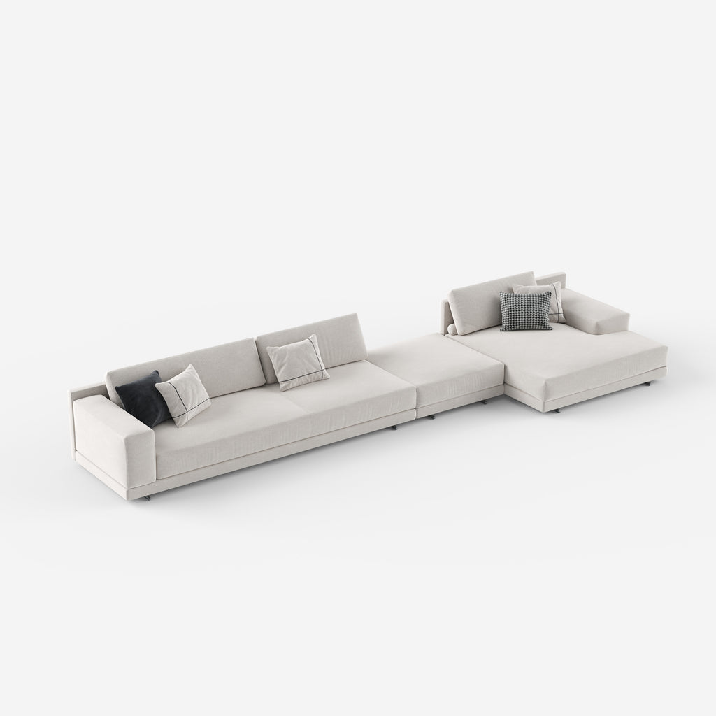 Italian Minimalist Modular Sectional Sofa, Luxury Fabric Corner Sofa for Villa Living Room A004