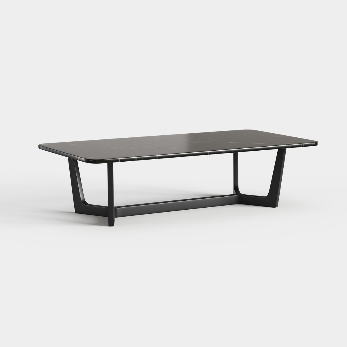 Rectangular Sintered Stone Coffee Table, Simple Metal Base Center Table A022