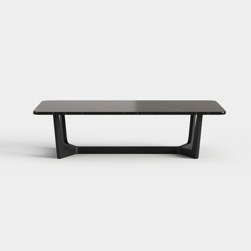Rectangular Sintered Stone Coffee Table, Simple Metal Base Center Table A022