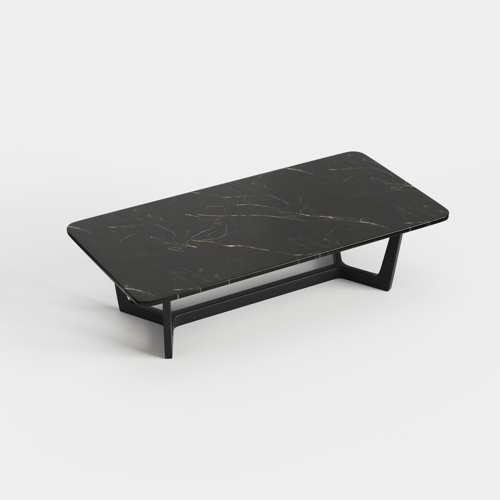 Rectangular Sintered Stone Coffee Table, Simple Metal Base Center Table A022
