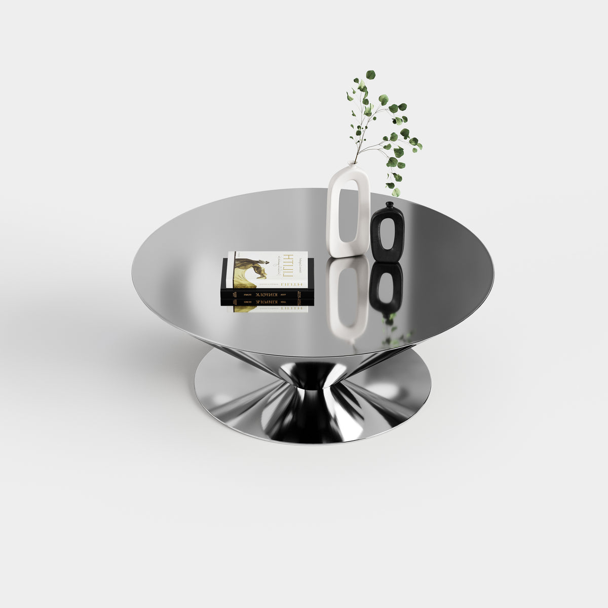 Creative Funnel Shaped Coffee Table, Designer Center Table with Metal Base A027