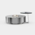Creative Gear Shape Metal Coffee Table Set, Round Nesting Center Table with Side Table A029