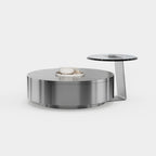 Creative Gear Shape Metal Coffee Table Set, Round Nesting Center Table with Side Table A029