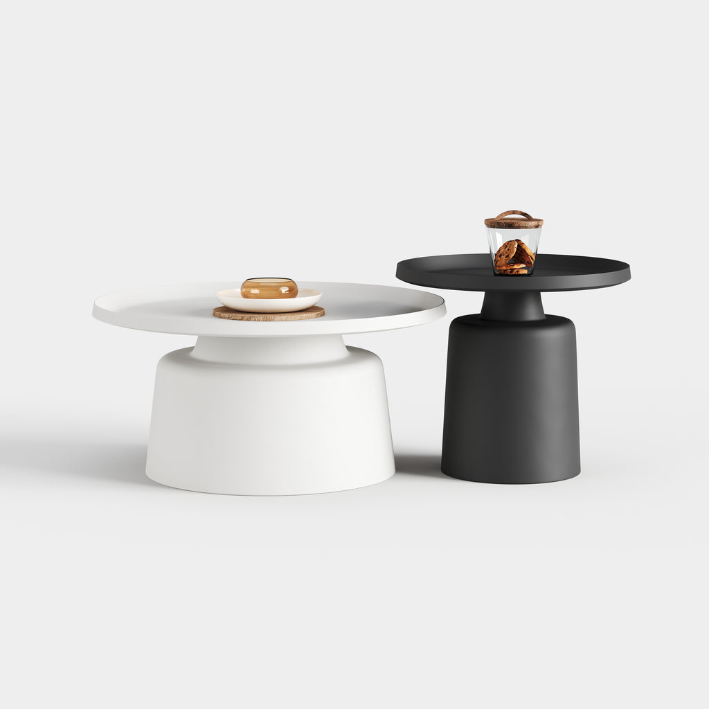 Modern UFO Shape Nesting Coffee Table Set, Contrast Color Designer Side Table for Living Room A030