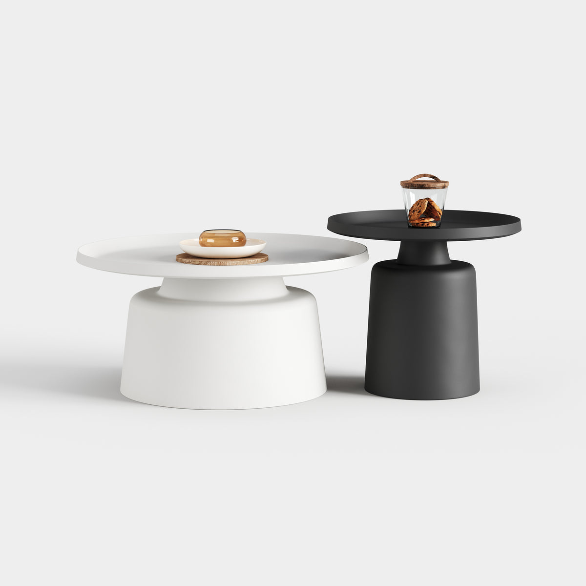 Modern UFO Shape Nesting Coffee Table Set, Contrast Color Designer Side Table for Living Room A030