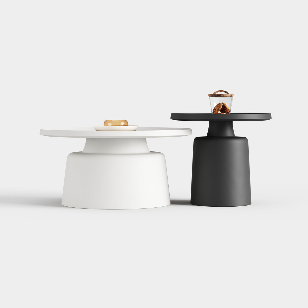 Modern UFO Shape Nesting Coffee Table Set, Contrast Color Designer Side Table for Living Room A030