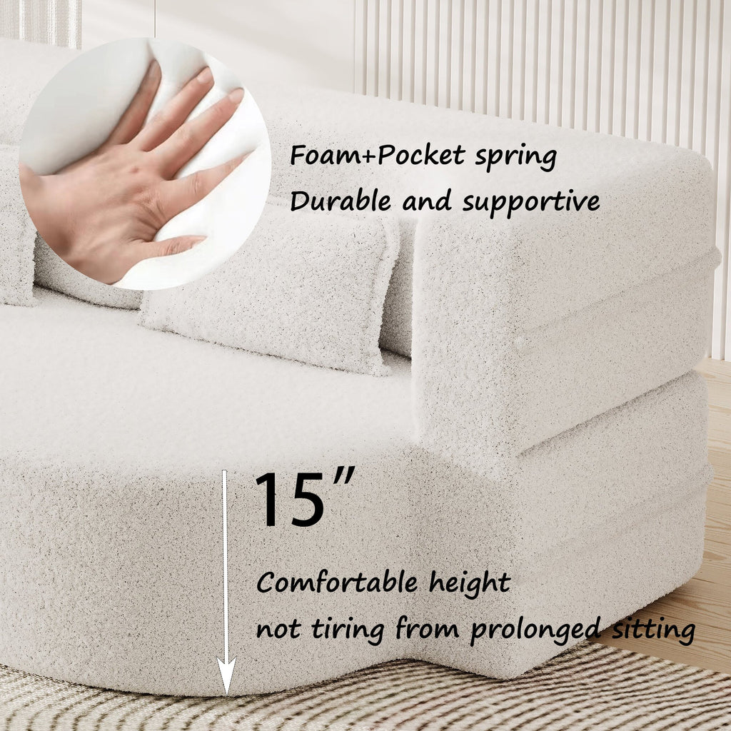 Convertible Teddy Fabric Foam-Filled Sleeper Sofa Bed