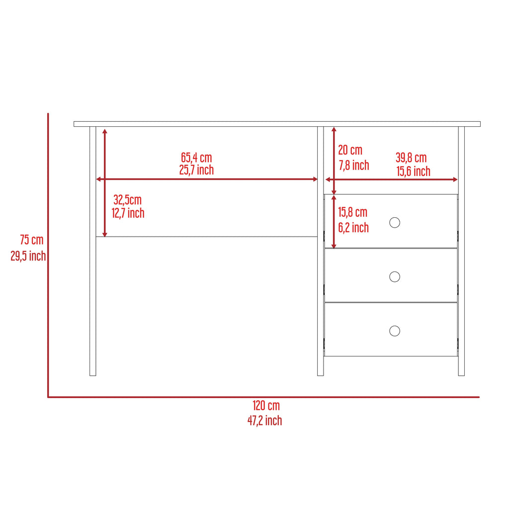 3 Drawers Computer Desk with Open Storage Cabinet