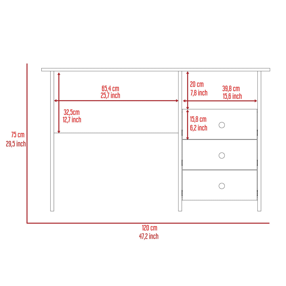 3 Drawers Computer Desk with Open Storage Cabinet