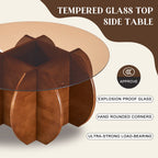Modern Round Coffee Table with Solid Wood Legs