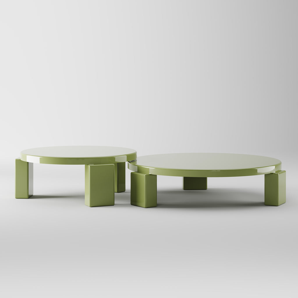 Green Solid Wood Nesting Round Coffee Table for Leisure Living Space CT-1017