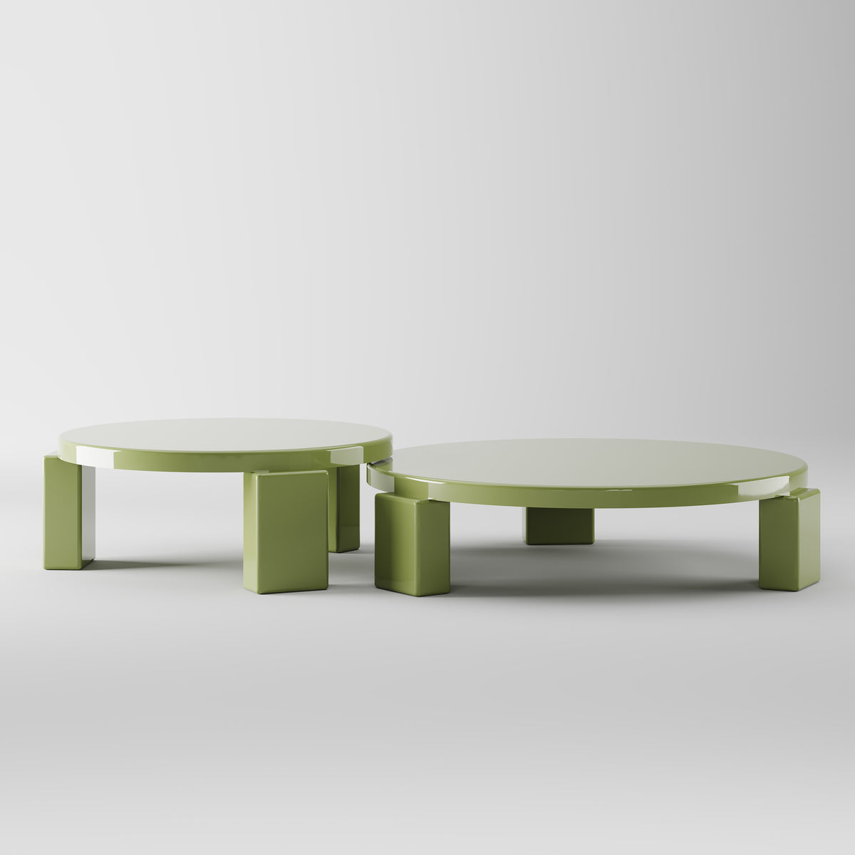 Green Solid Wood Nesting Round Coffee Table for Leisure Living Space CT-1017