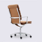 Design Office Chair In Leather And Chrome-plated Aluminum