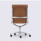 Design Office Chair In Leather And Chrome-plated Aluminum