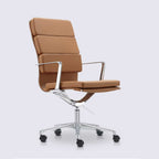 Design Office Chair In Leather And Chrome-plated Aluminum