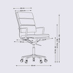 Design Office Chair In Leather And Chrome-plated Aluminum