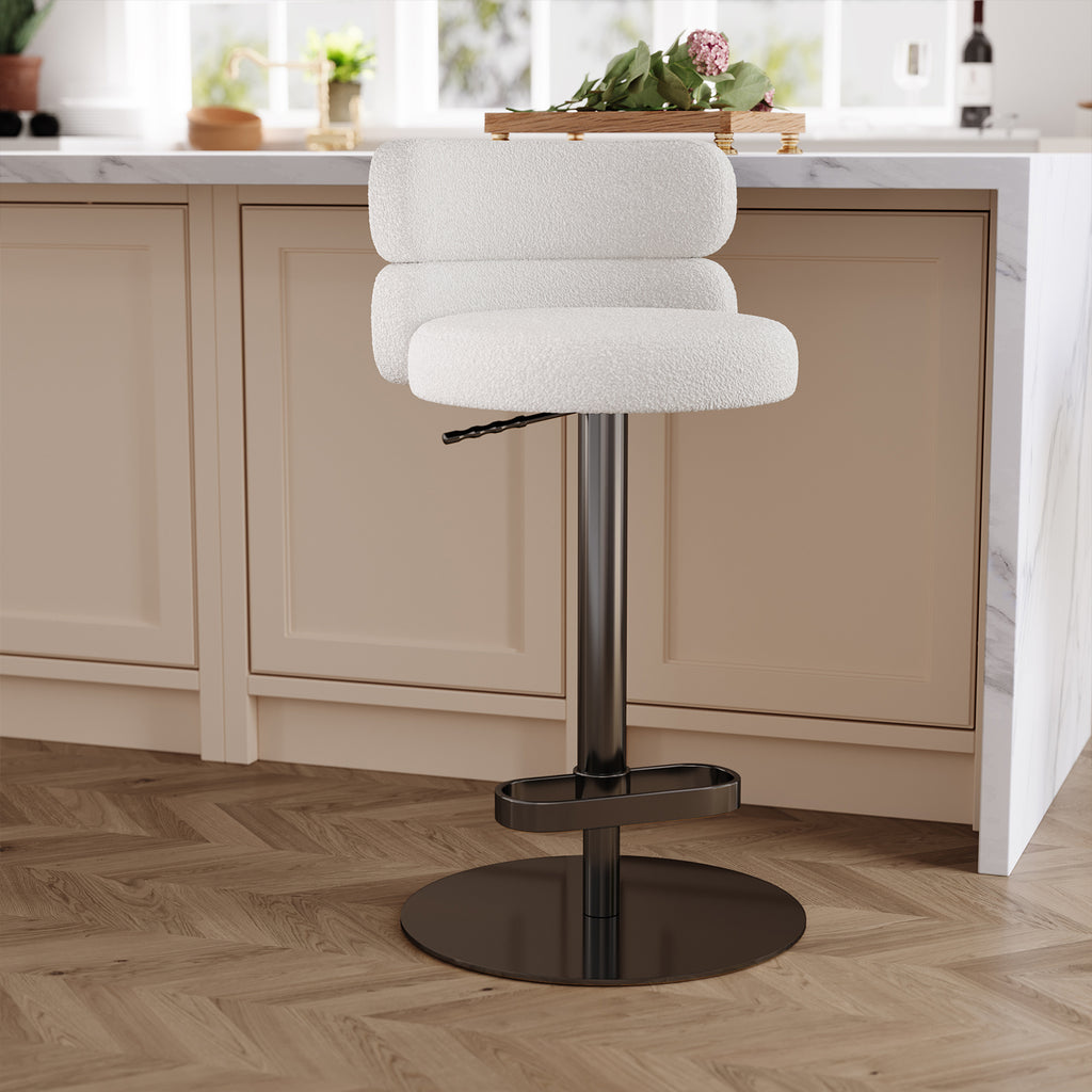 Modern Swivel Adjustable Height Kitchen Counter Bar Stools with Footrest for Living Room Dining Room