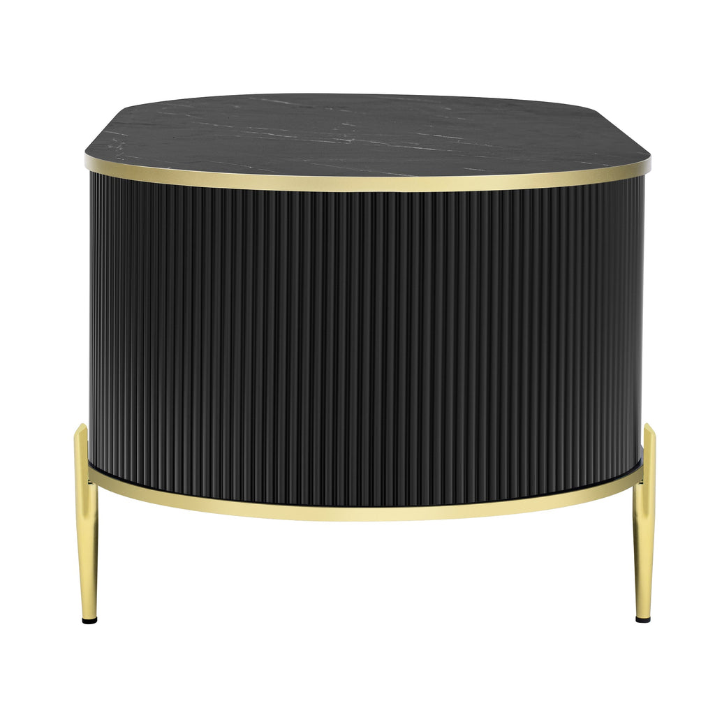 Modern Luxury Oval shaped Fluted Coffee Table
