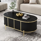 Modern Luxury Oval shaped Fluted Coffee Table