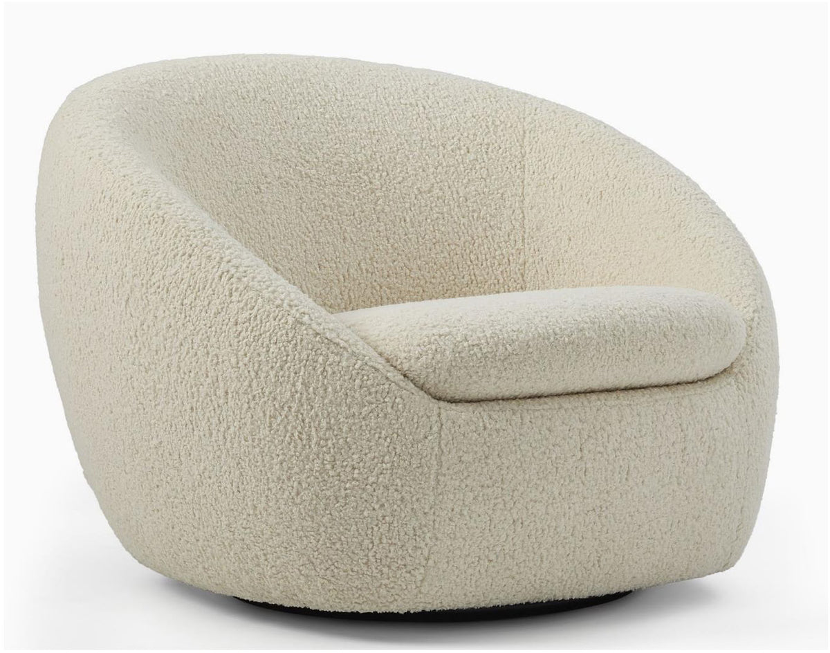 Low Swivel Lounge Chair in Lamb Wool