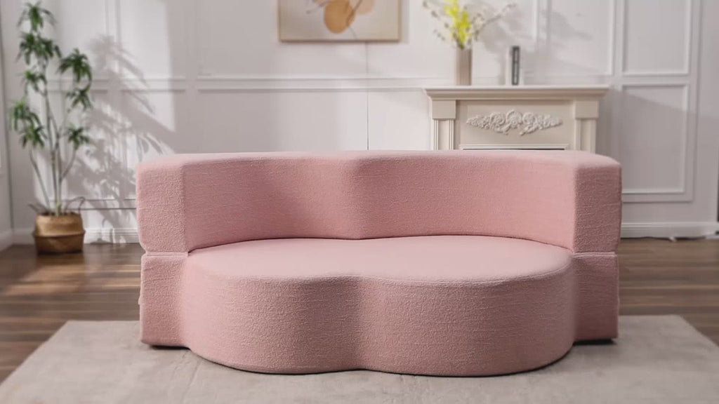 Convertible Teddy Fabric Foam-Filled Sleeper Sofa Bed