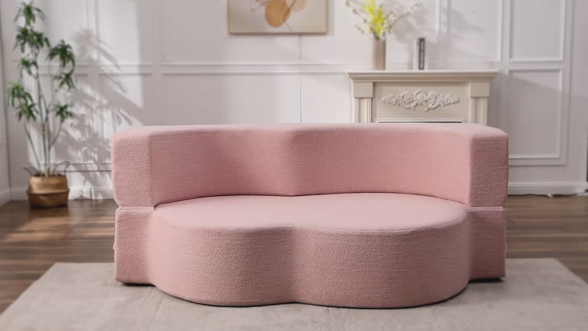 Convertible Teddy Fabric Foam-Filled Sleeper Sofa Bed